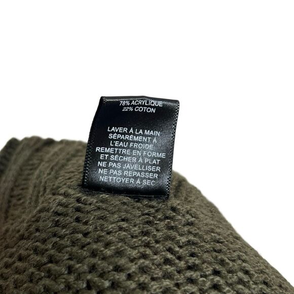 Design Lab Lord & Taylor Turtle Neck Knitted Ribbed Trim Pocho Sweater Green XS - Picture 10 of 11